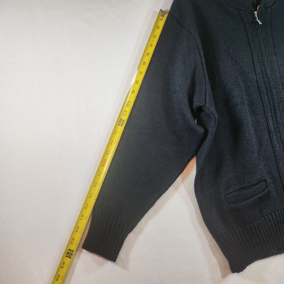 SAI Sweater Mens Sz Large Dk Navy Knit Full Zip Cardigan Grandpa Core A+ School - Picture 13 of 16